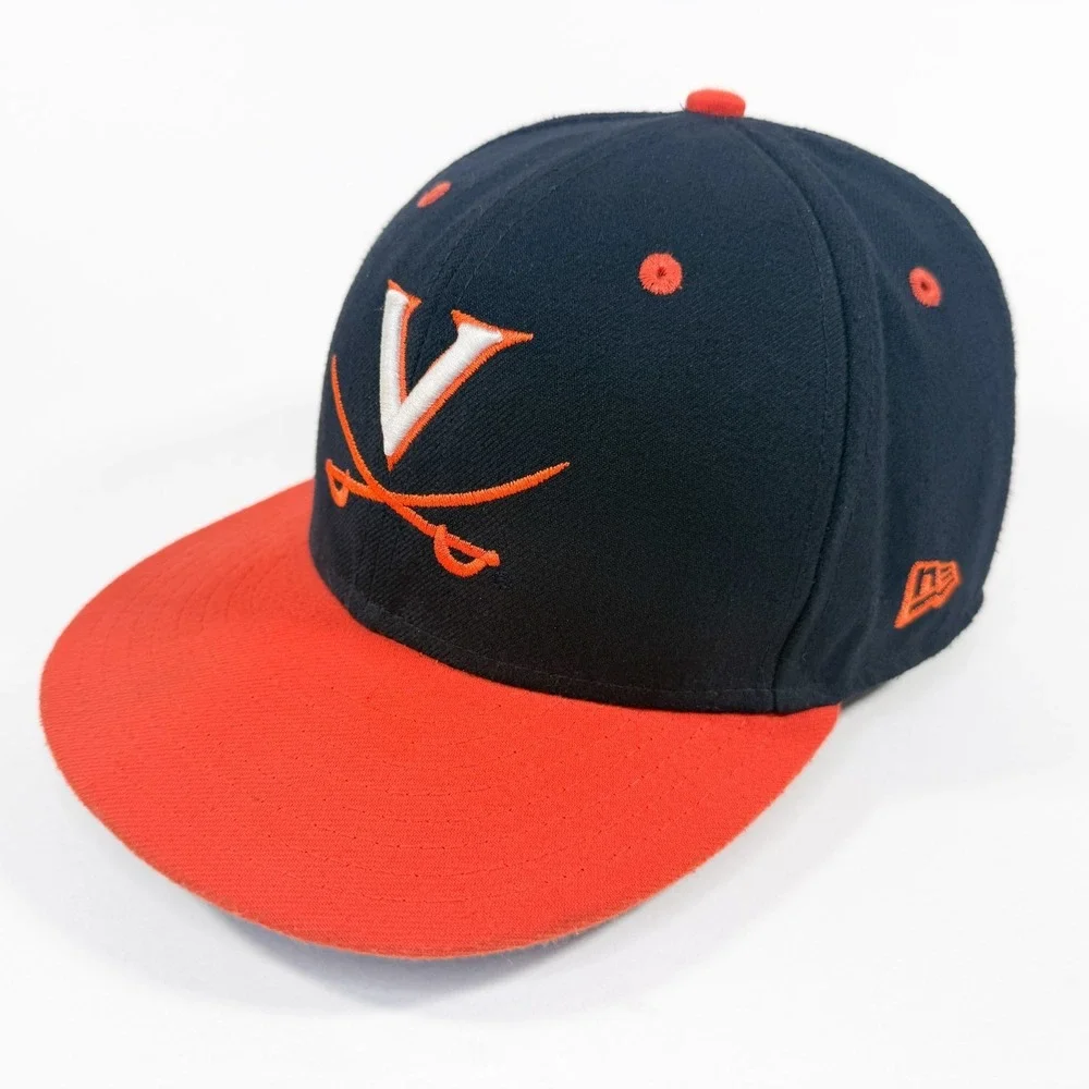 Virginia Cavaliers New Era 59FIFTY Fitted Hat‎ 7 1/8 Navy Orange V Logo